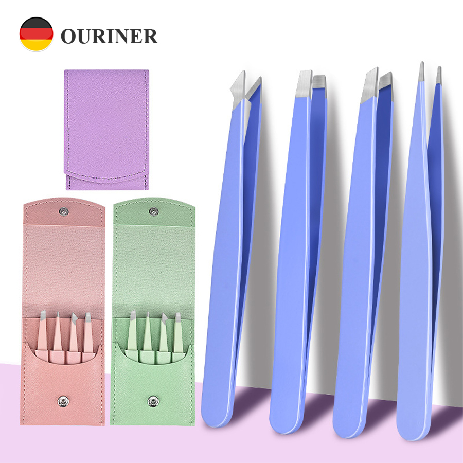 Eyelash Extension Removal - 4Pcs Eyebrow Tweezers Hair Removal Stainless