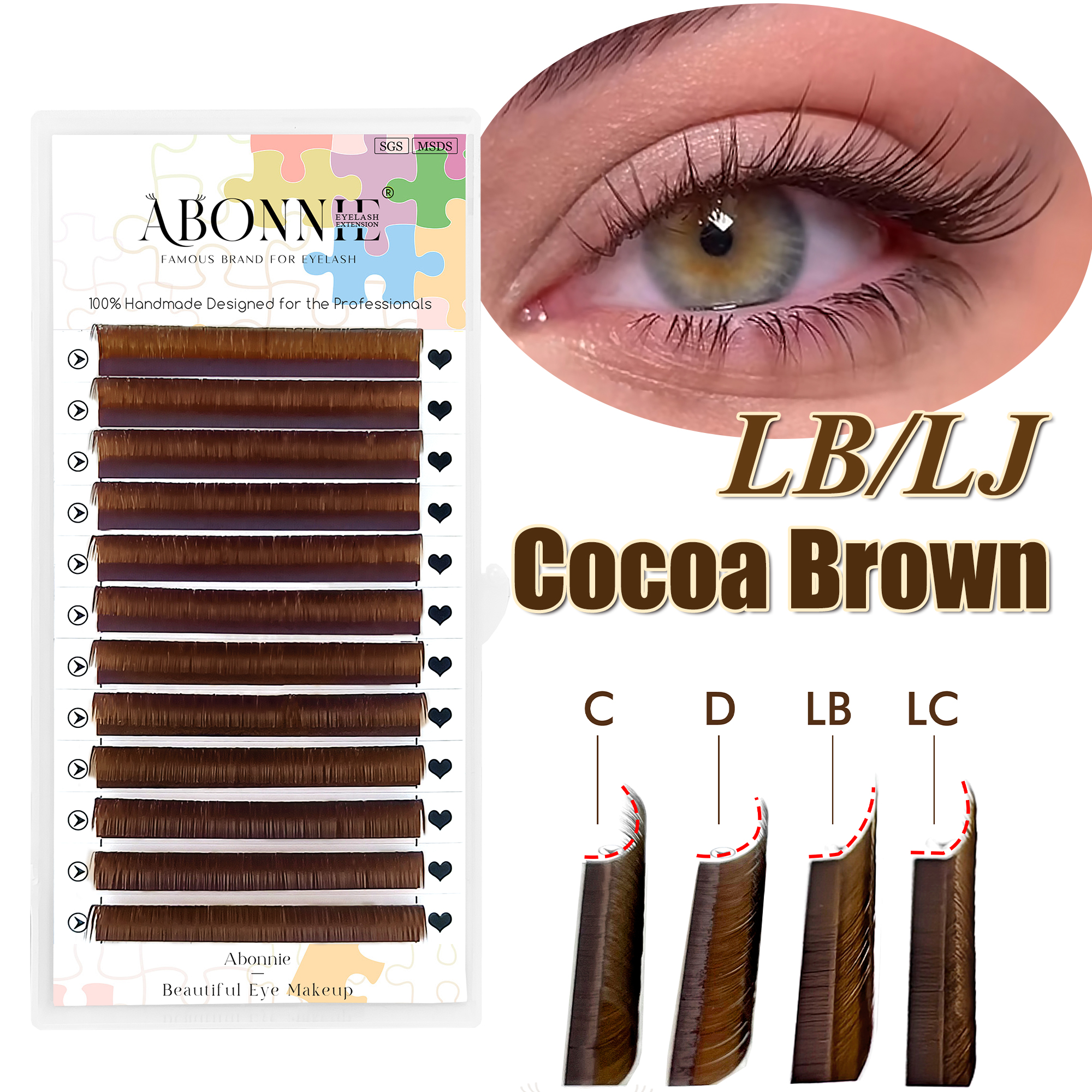 Eyelash Extensions Classic - Abonnie LB Brown Lashes M curl