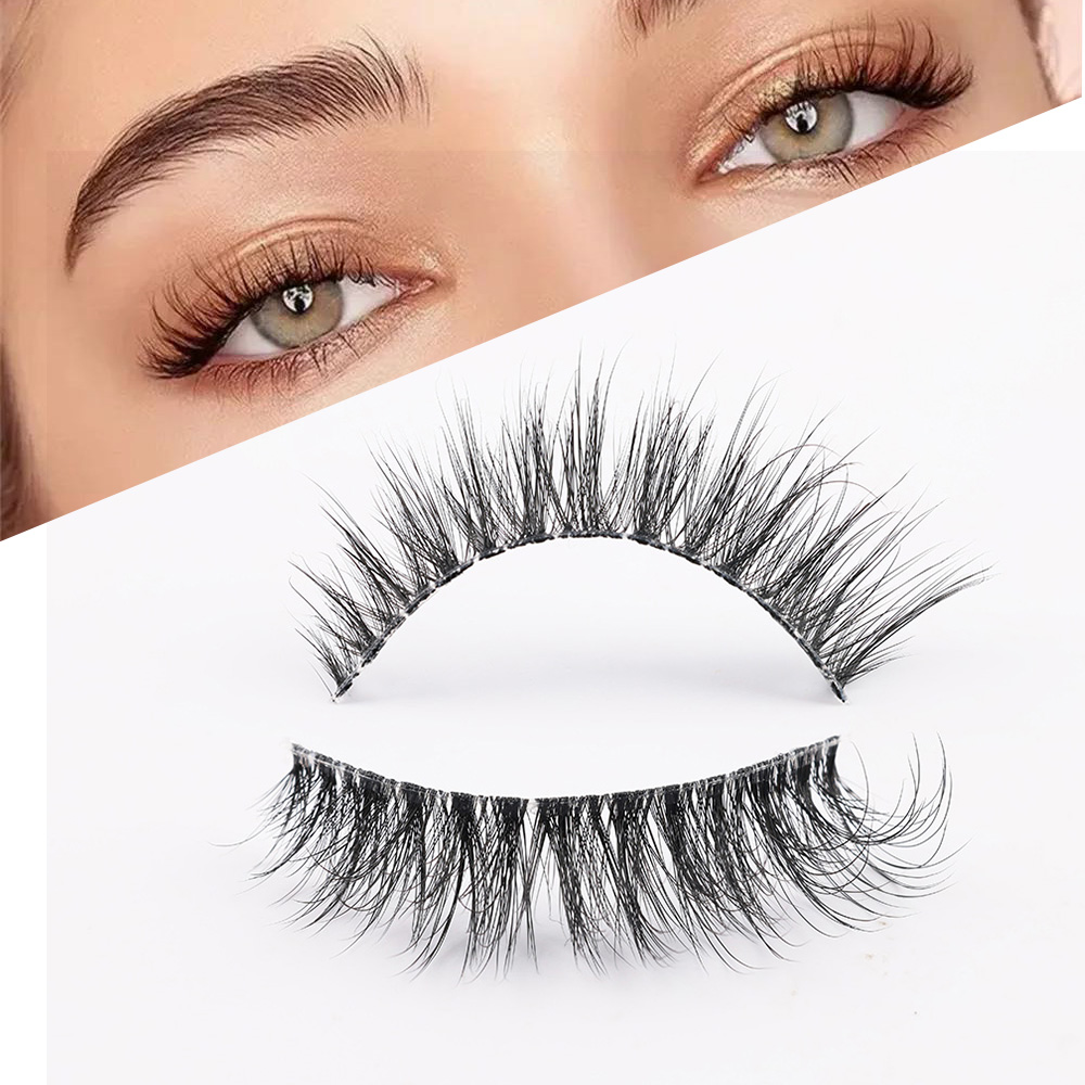 Faux Mink Lash - Clear Band Eyelashes Natural Fluffy 3D