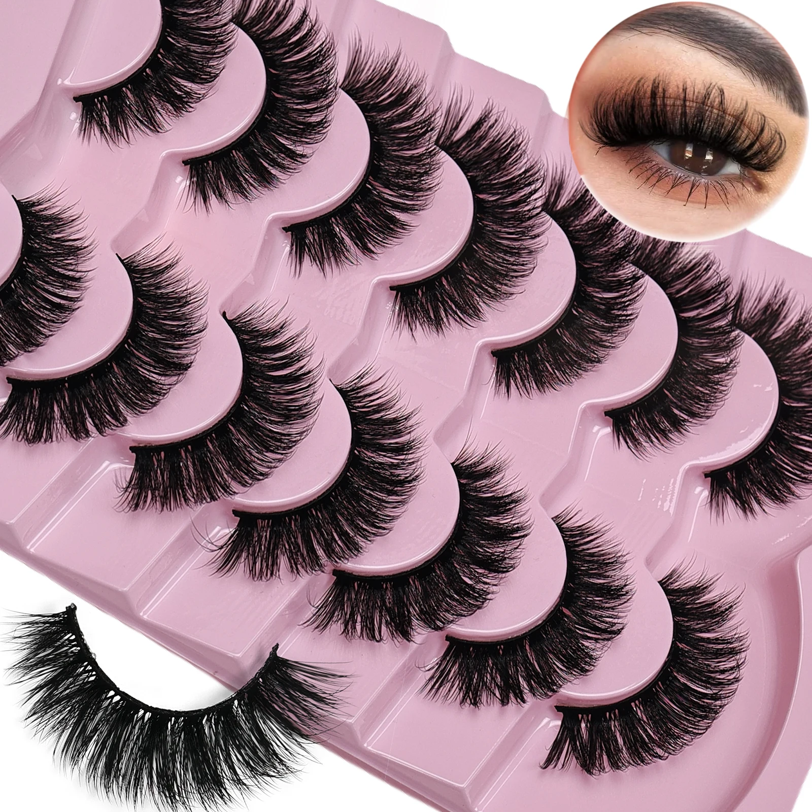 Eyelash Extension Cat Eye Wispy - 7 Pairs Cat Eye Lashes Volume