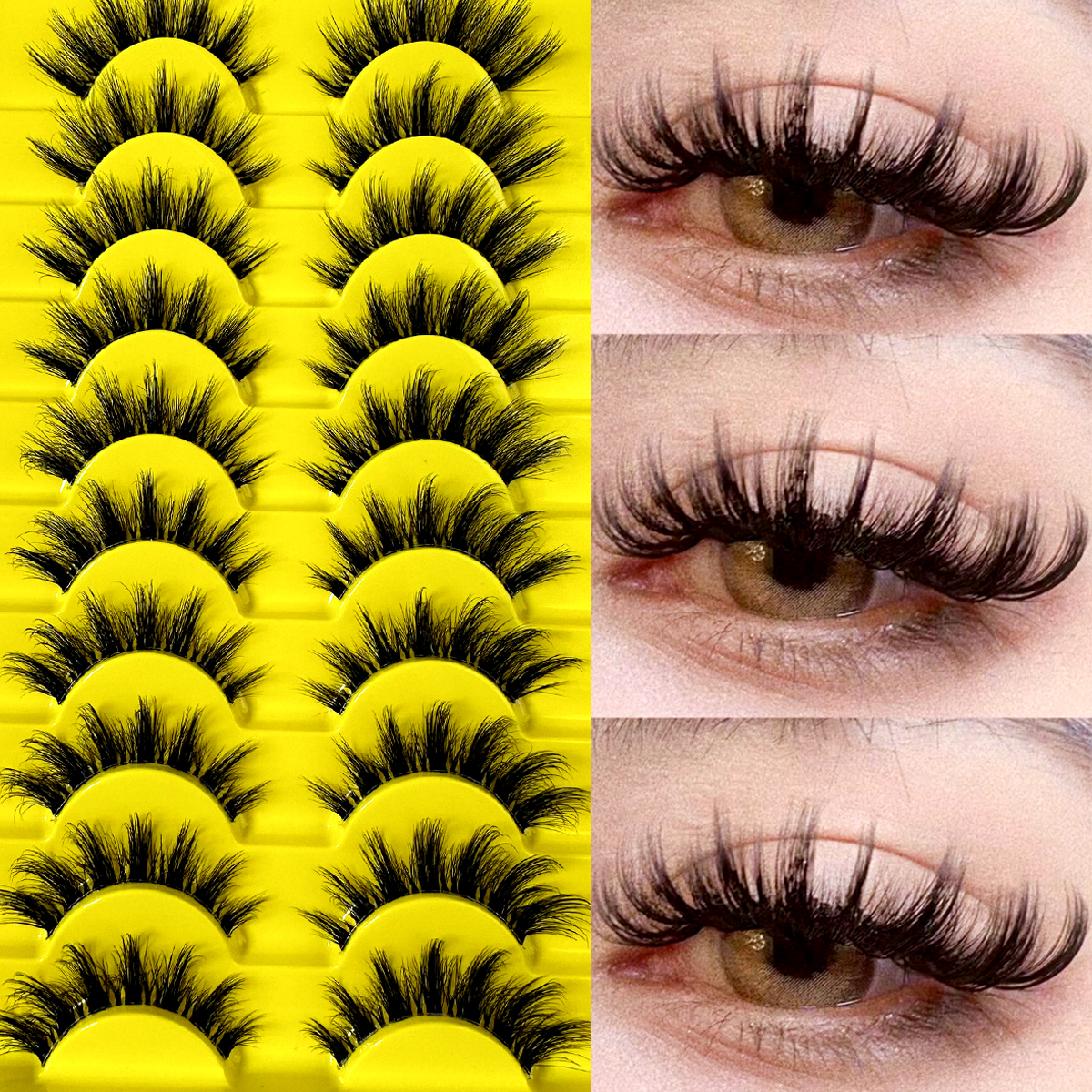 Eyelash Extension Cat Eye Wispy - 10 Pairs Cat Eye Lashes Natural