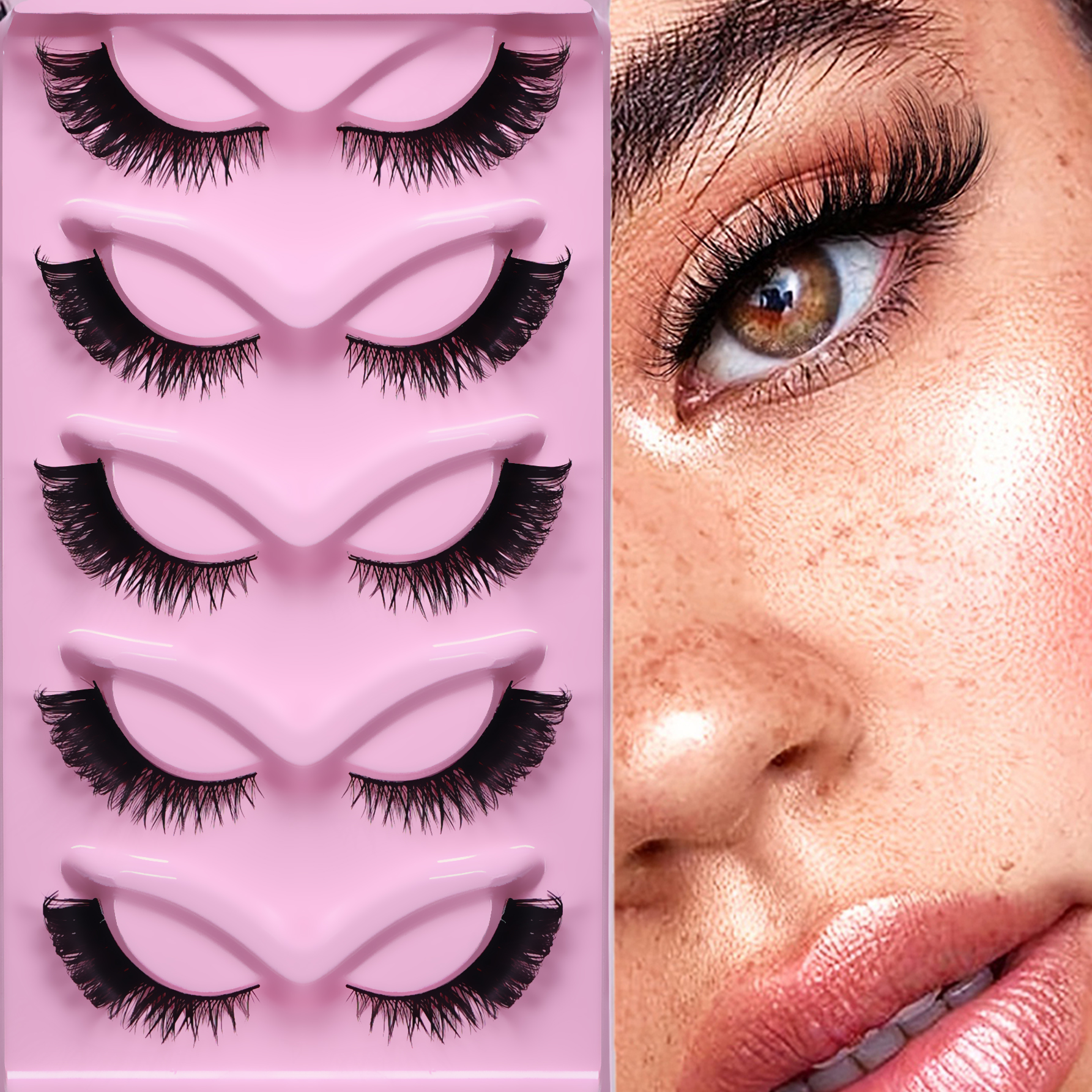 5 Pairs Cat Eye Lashes Fluffy  - Eyelash Extension Cat Eye Wispy review and price
