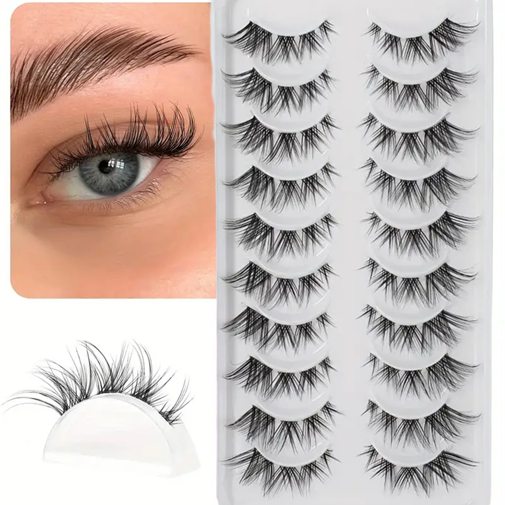 10 Pairs False Eyelashes Clust - Eyelash Extension Cat Eye Wispy review and price