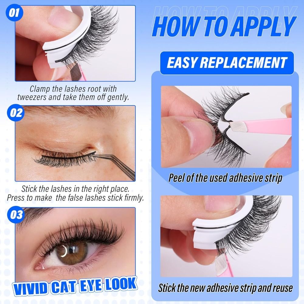 Pre Glued Self Adhesive Eyelas - Eyelash Extension Cat Eye Wispy review and price