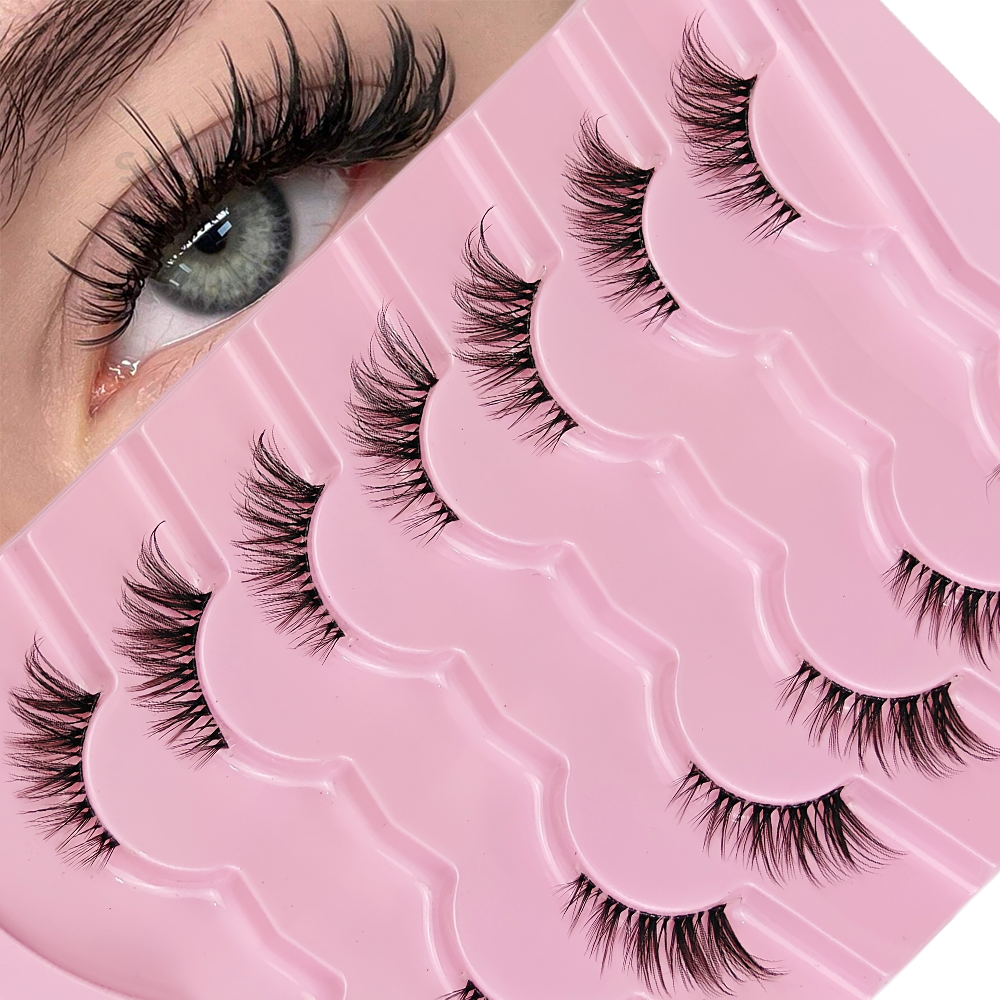 7 Pairs Half Lashes With Clear - Eyelash Extension Cat Eye Wispy review and price