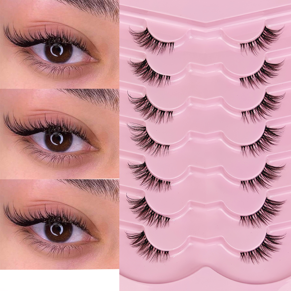 7 Pairs Half Lashes With Clear - Eyelash Extension Cat Eye Wispy review and price