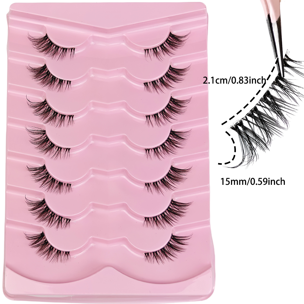 7 Pairs Half Lashes With Clear - Eyelash Extension Cat Eye Wispy review and price